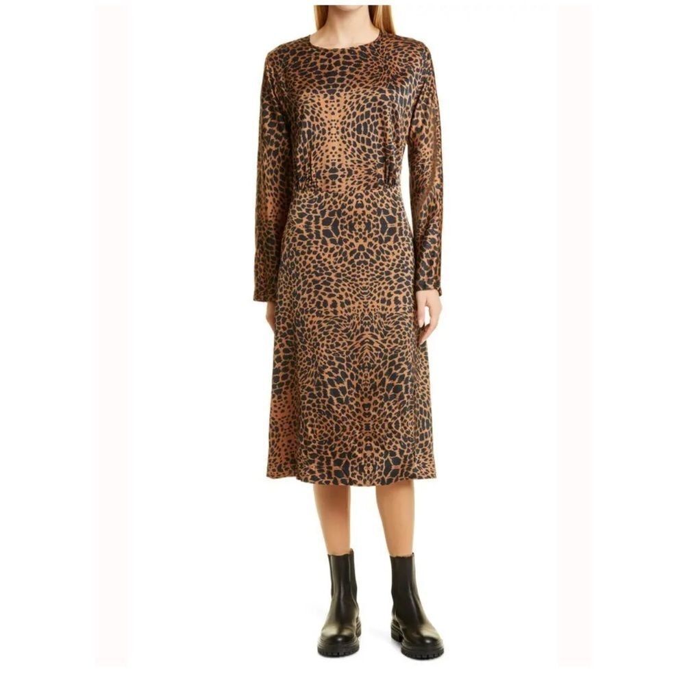 Hugo boss darkea long sleeve animal print dress NWT